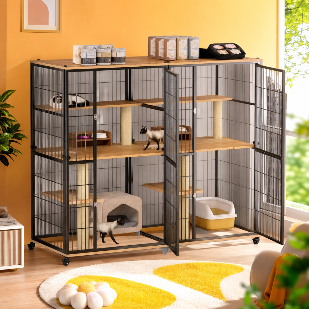 Black metal multi-layer cat activity cage Specification image