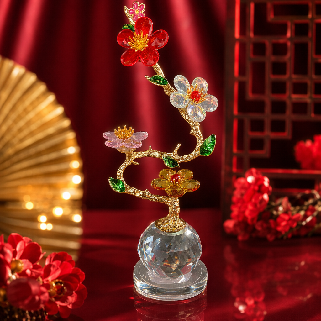 Golden branch crystal flower tree ornaments for home decoration, living room, bedroom and tabletop creative gifts Specification image