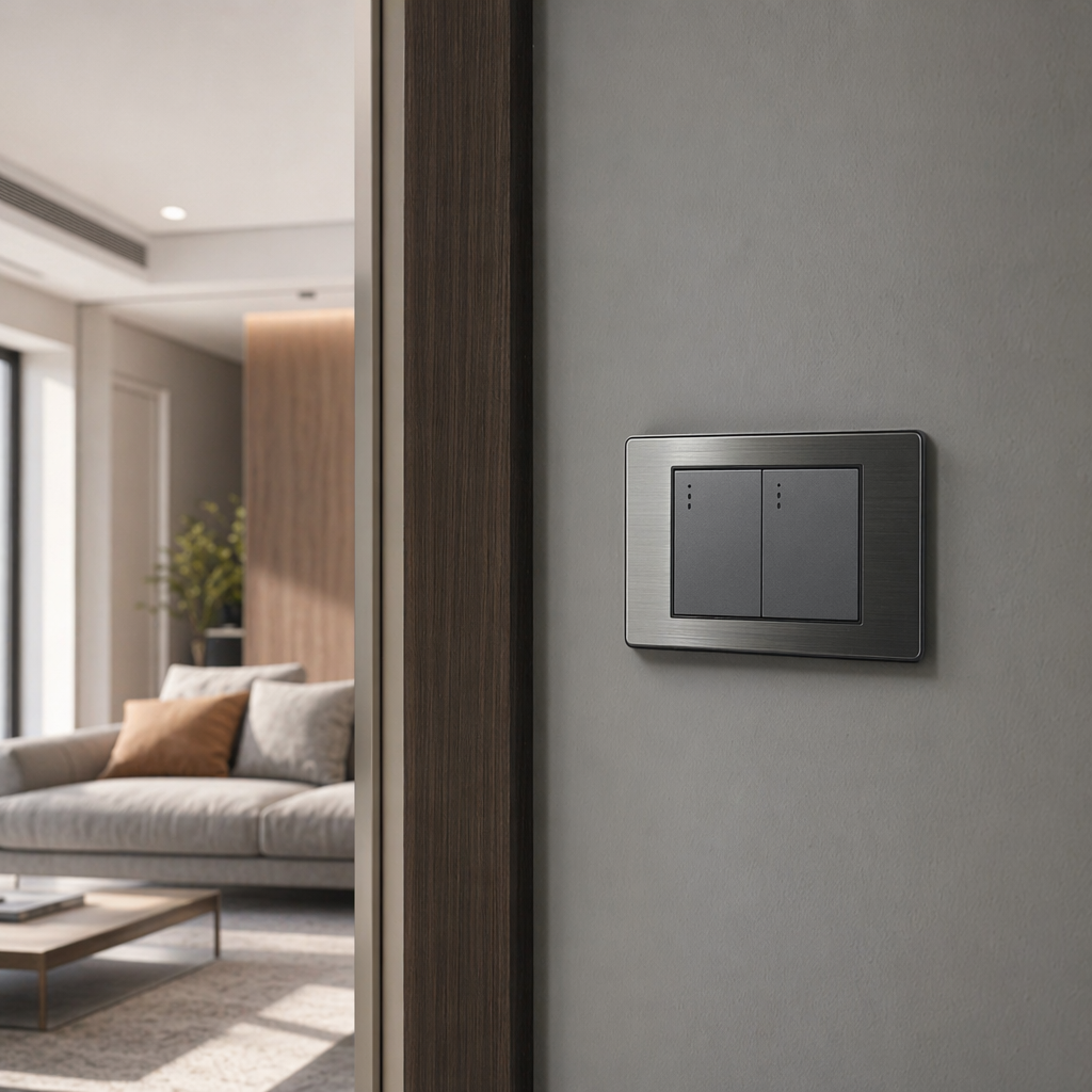 CM stainless steel American-style double wall switch, simple and modern wall socket for home decoration, exclusively for export details Picture