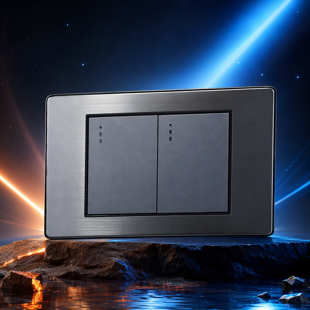 CM stainless steel American-style double wall switch, simple and modern wall socket for home decoration, exclusively for export Specification image