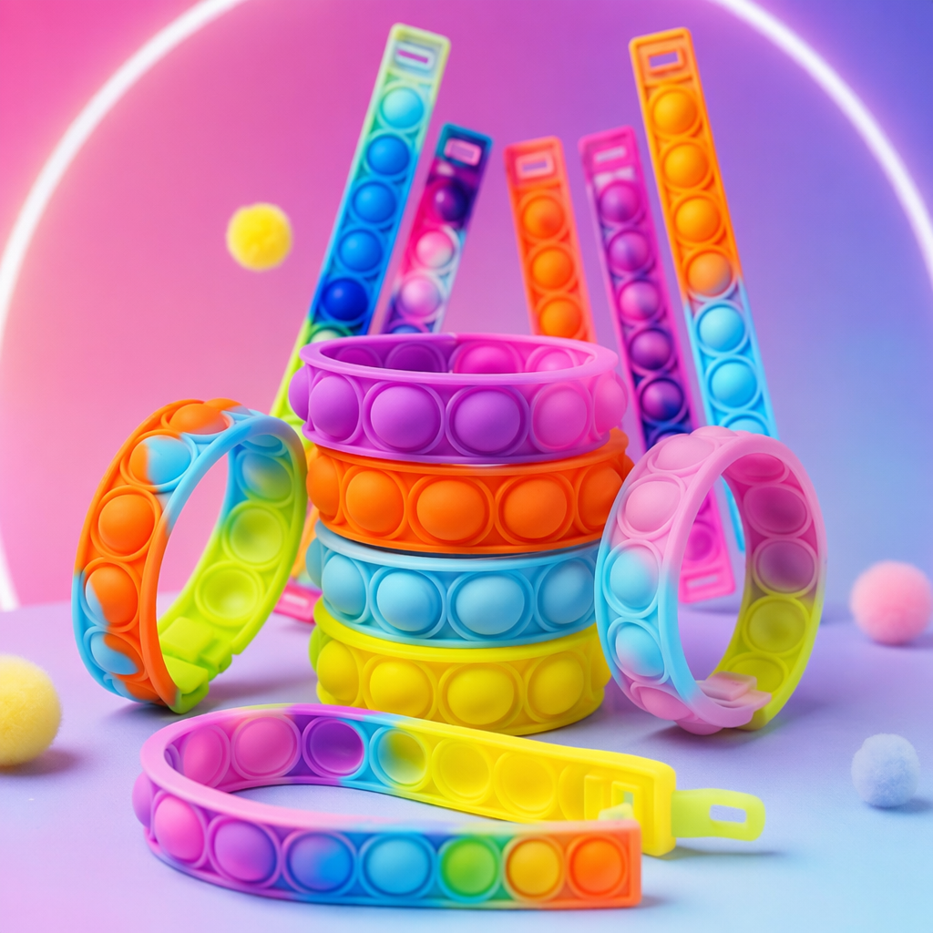 Colorful bubble bracelet, children's fun luminous adjustable silicone bracelet Specification image