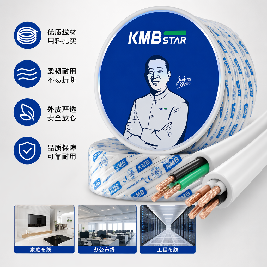Blue packaging reel cable, industrial-grade PVC insulated and bendable cable