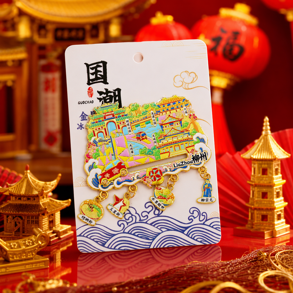 国潮柳州四吊坠冰箱贴彩色金属徽章定制手机贴片金属徽章徽章机配套勋章详情3