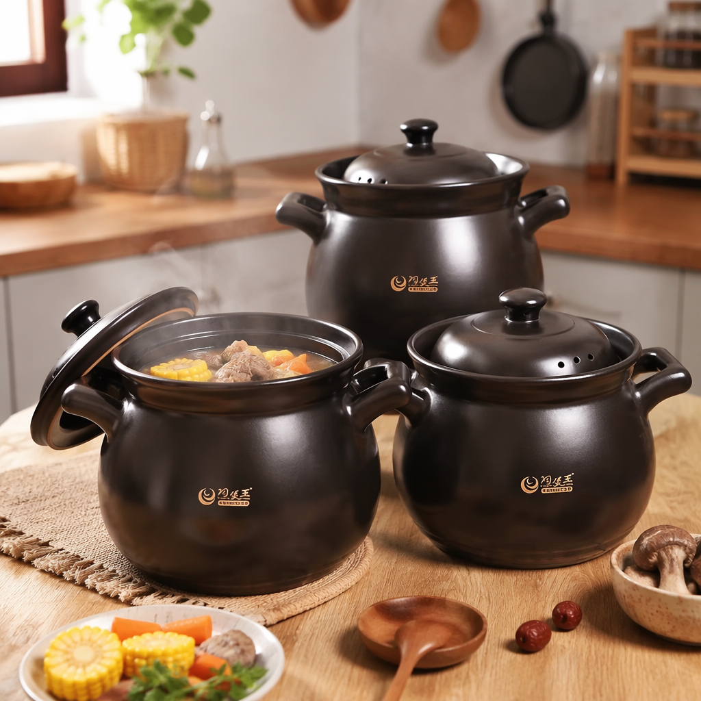 Жаростойкий костюм запеканки с супом из черной глиняной кастрюли details Picture