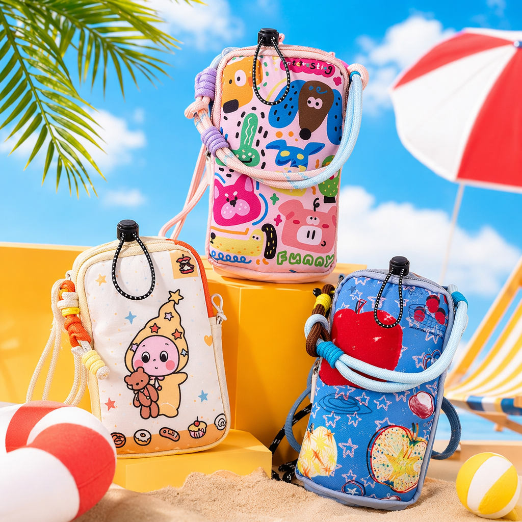 Super cute and adorable small shoulder bag, water bottle bag, dopamine phone bag, fashionable and simple, scratch-resistant, wear-resistant, lightweight and portable Specification image