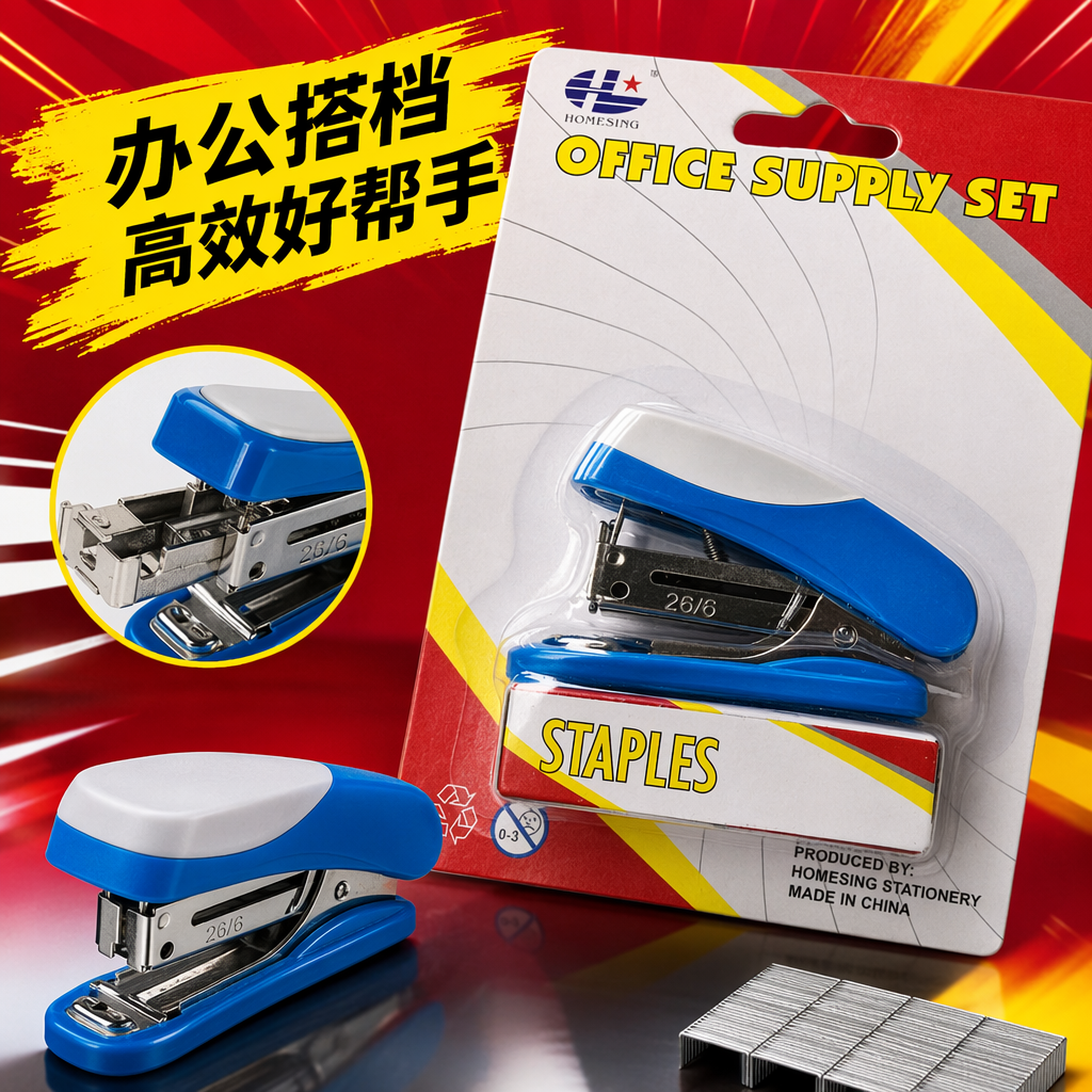 Color stapler, high appearance level mini stapler set, office small size portable binding device pic 3