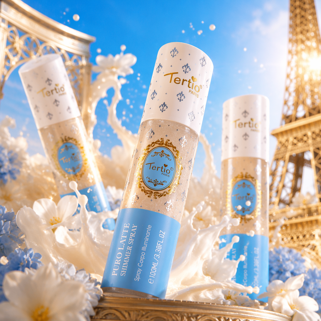 Tertio Puro Latte Shimmer Spray Body Glow Spray Blue packaging 12-piece display box Specification image