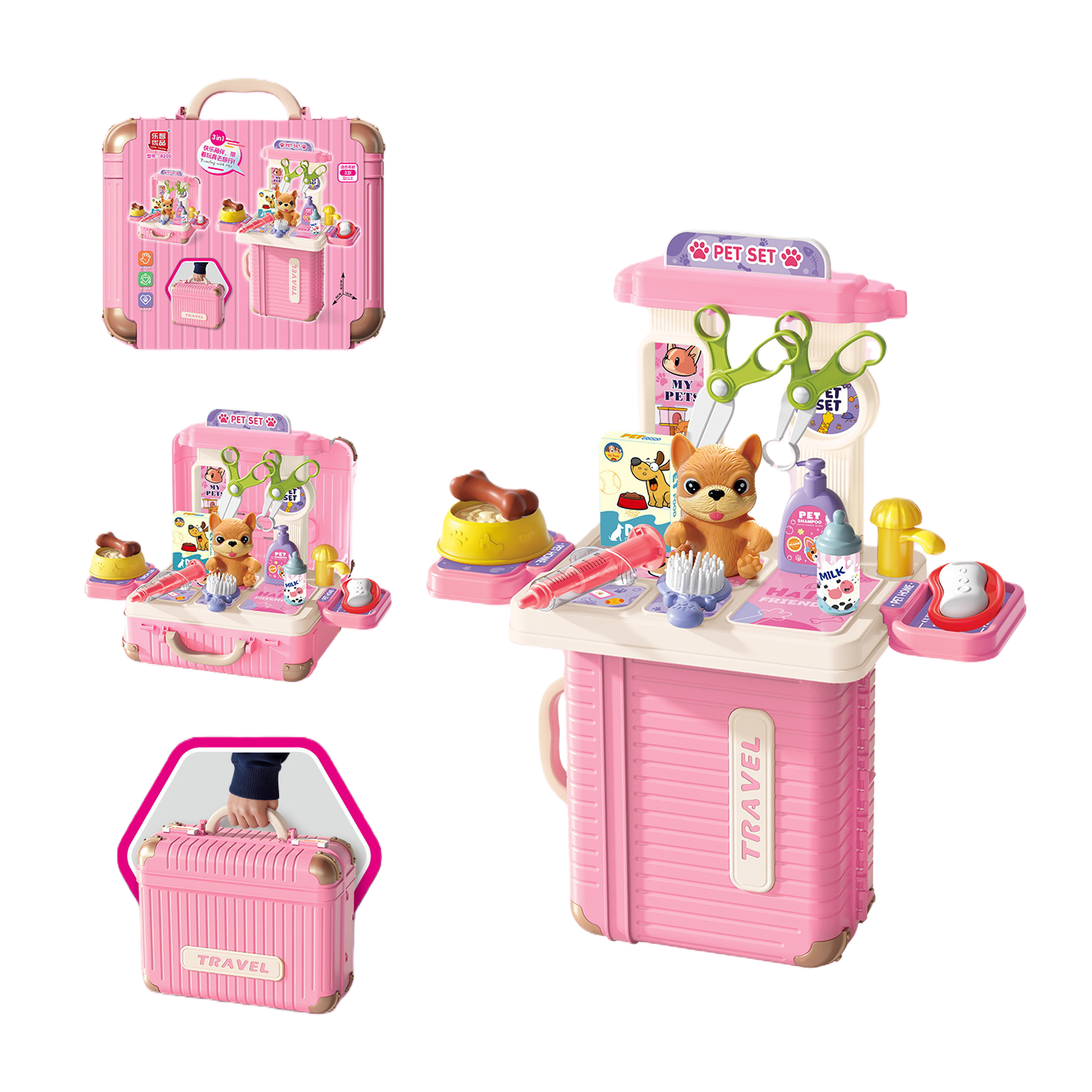 Pink portable suitcase toy set children's educational role-playing storage box Item Picture