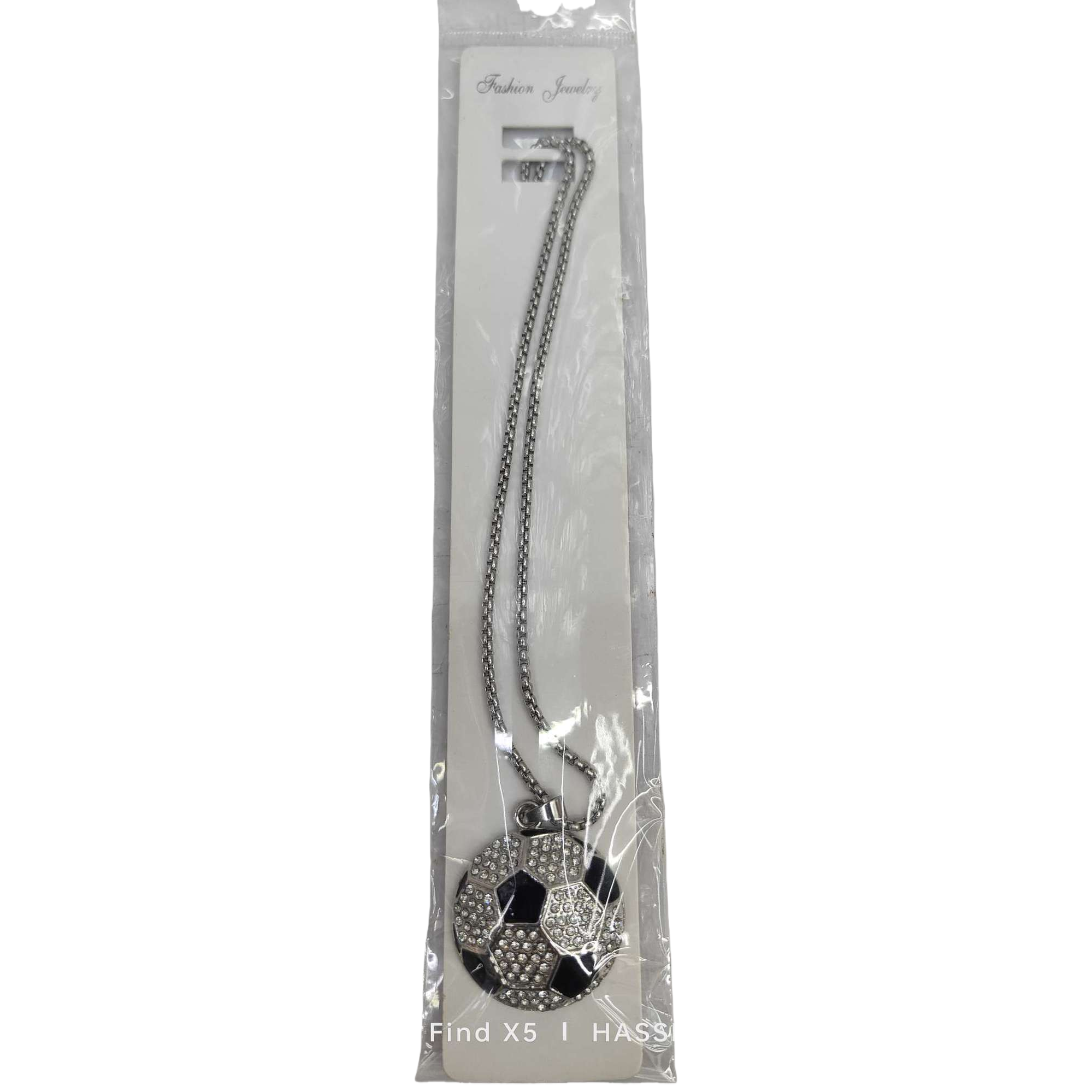 Silver football-shaped necklace in a fashionable and sporty style, suitable for both men and women Item Picture
