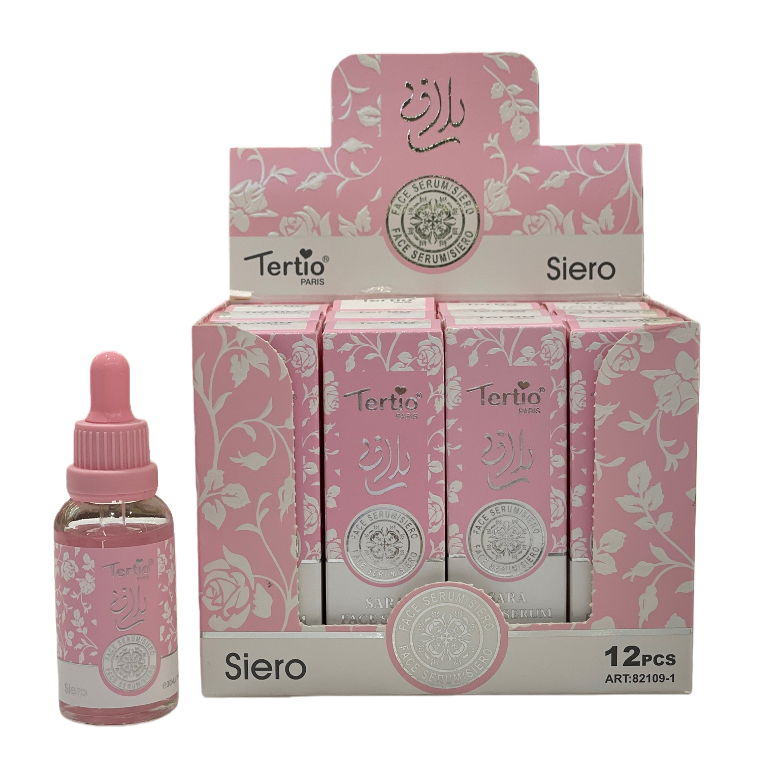 Tertio Siero pink rose-patterned facial essence 12-bottle small box with dropper bottle Item Picture