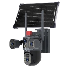 Black solar-powered surveillance camera, outdoor wide-angle high-definition night vision, IP66 rainproof Item Picture
