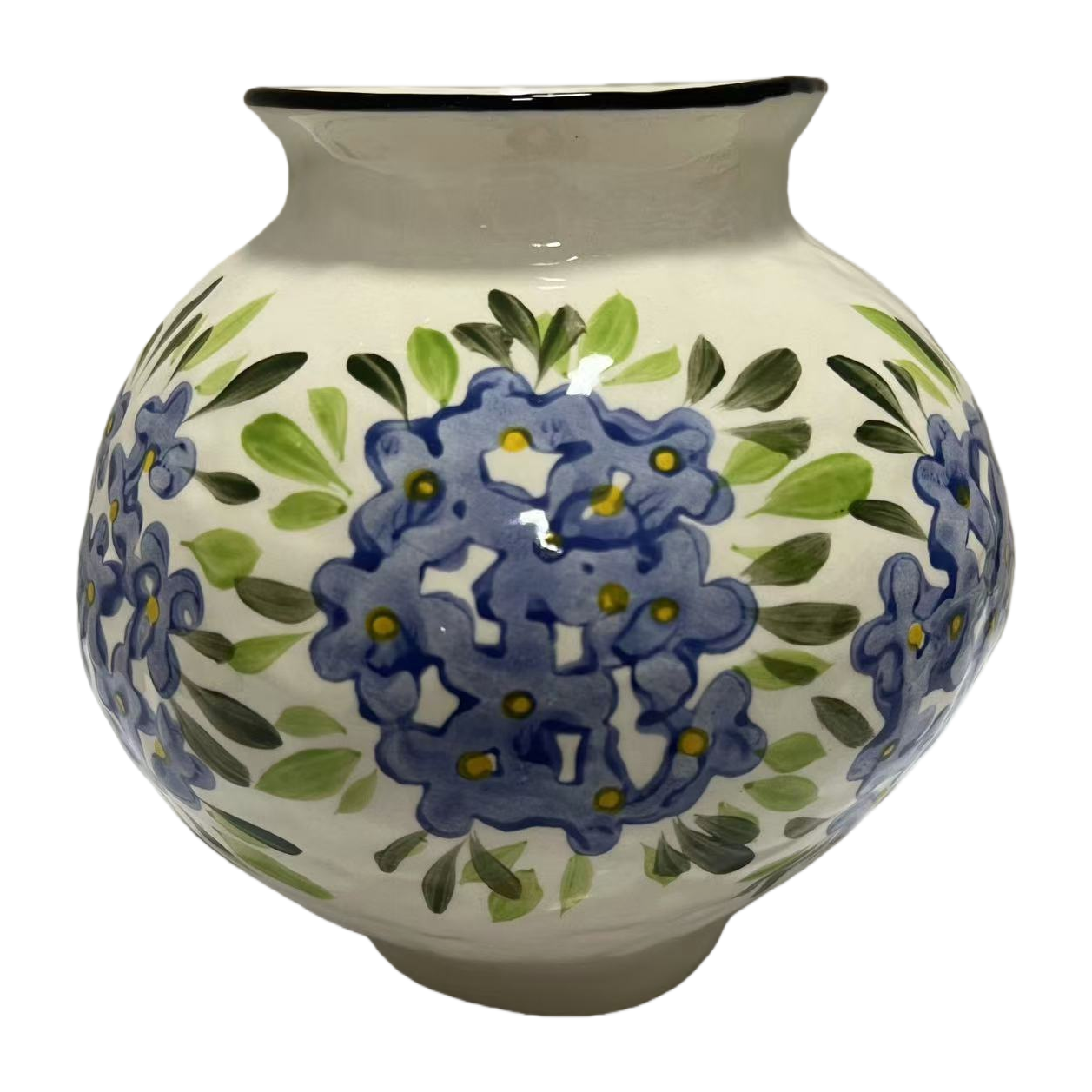Jarrón de cerámica blanca pintado a mano azul arreglo de flores decoración de sala de estar Item Picture