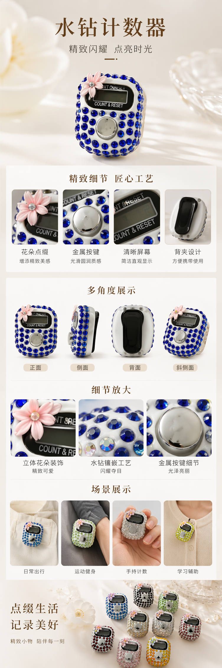 多彩镶钻电子计数器 数显款 便携式计数工具详情1