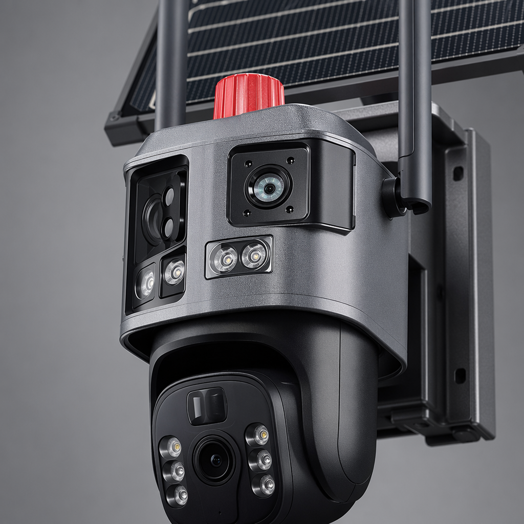 Black solar-powered surveillance camera with outdoor wide-angle, IP66 rainproof and ultra-long standby time Application Scenario