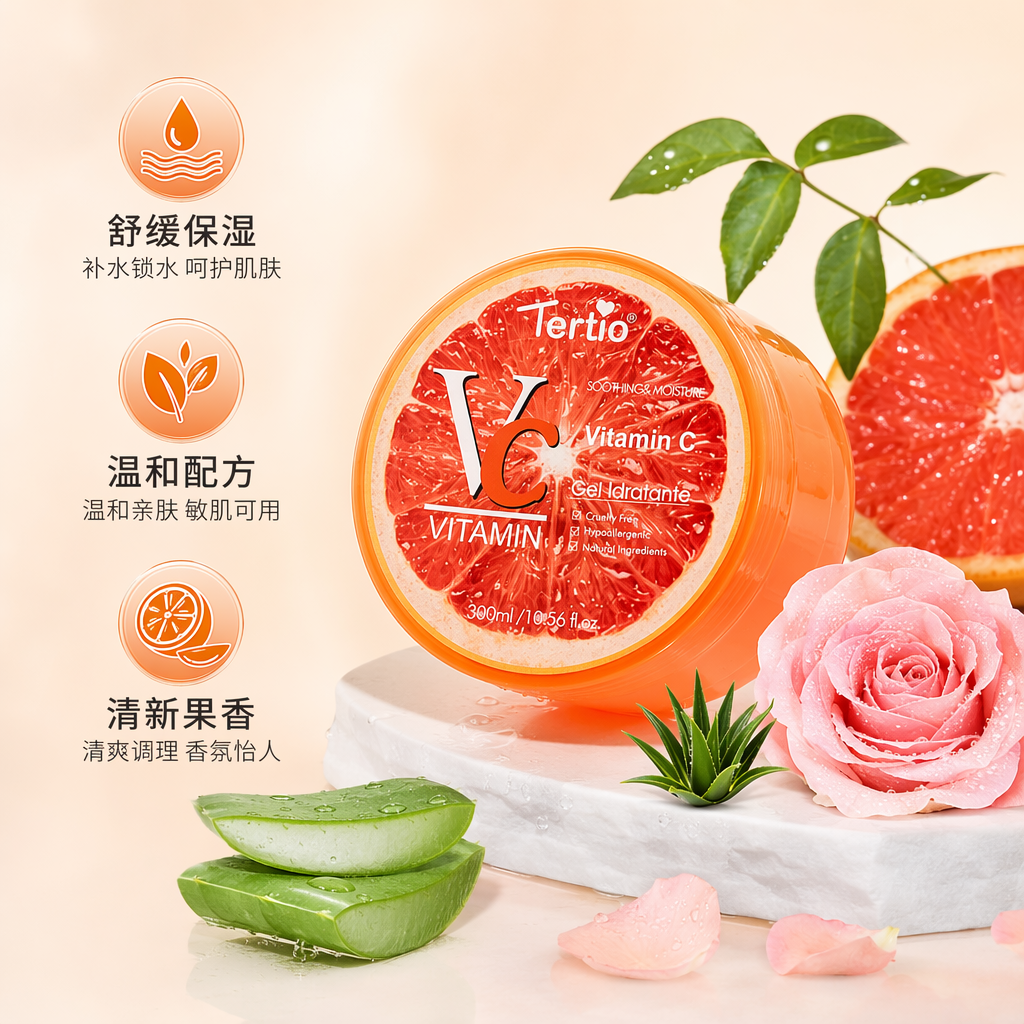 橙色瓶身凝胶霜保湿舒缓修护面部护肤