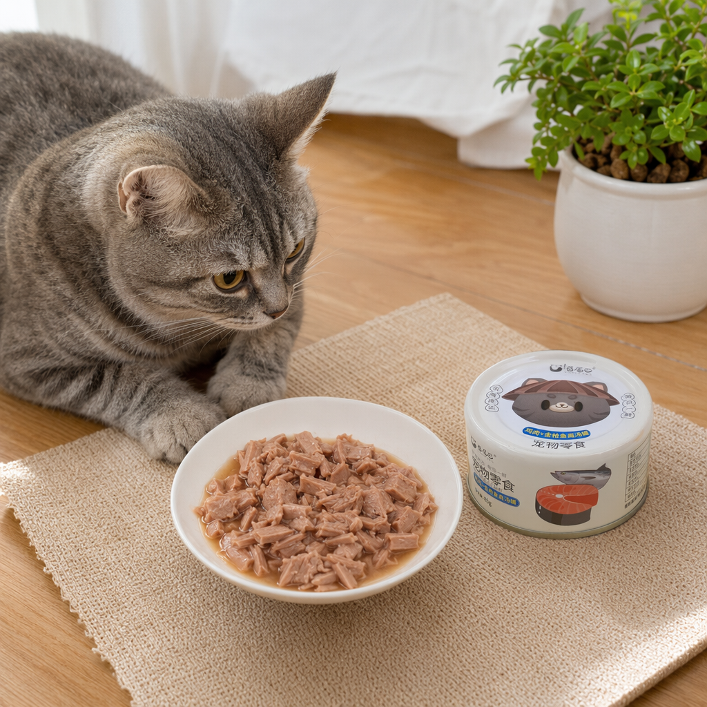 White canned pet snacks, suitable for both cats and dogs, meat puree, high-protein and easily digestible pet food details Picture