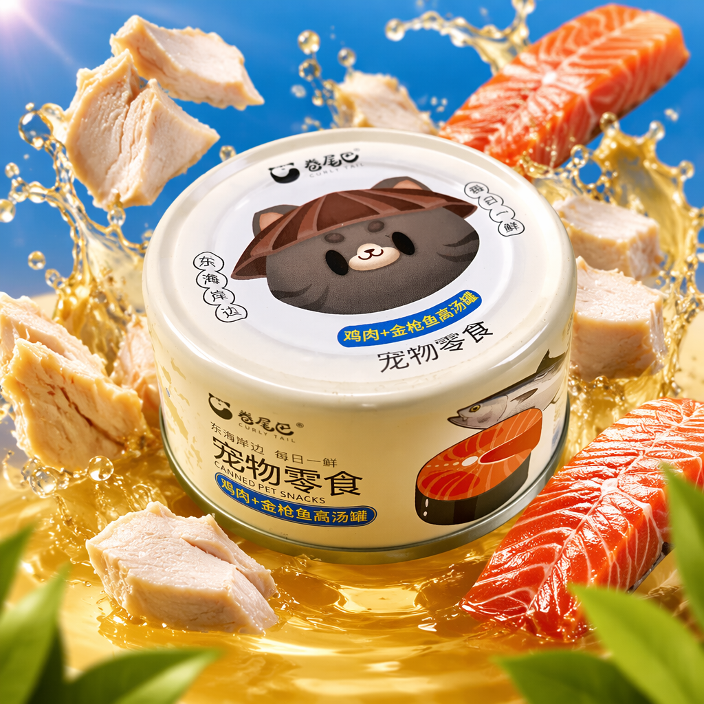 White canned pet snacks, suitable for both cats and dogs, meat puree, high-protein and easily digestible pet food Specification image