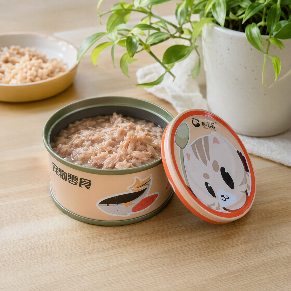 Orange canned cartoon cat pattern pet snacks details Picture