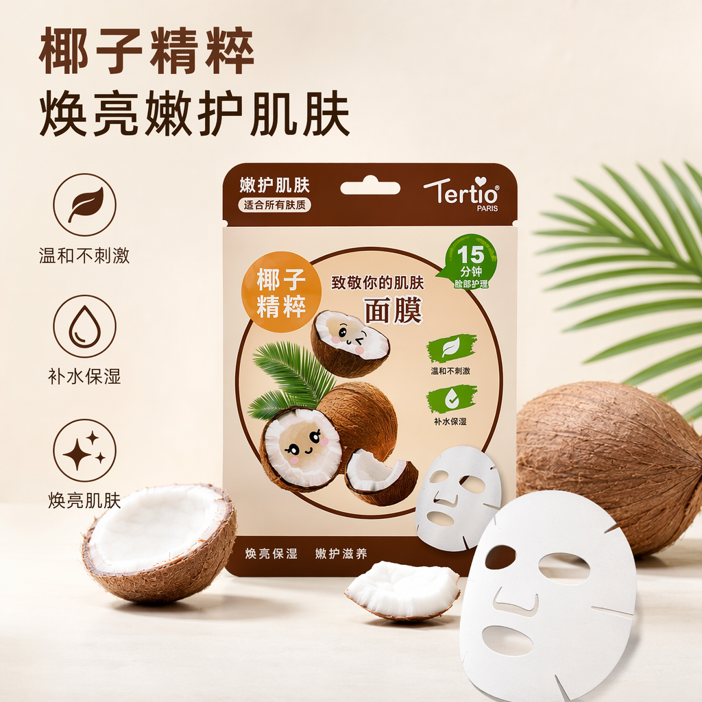 椰子保湿面膜棕色包装盒
