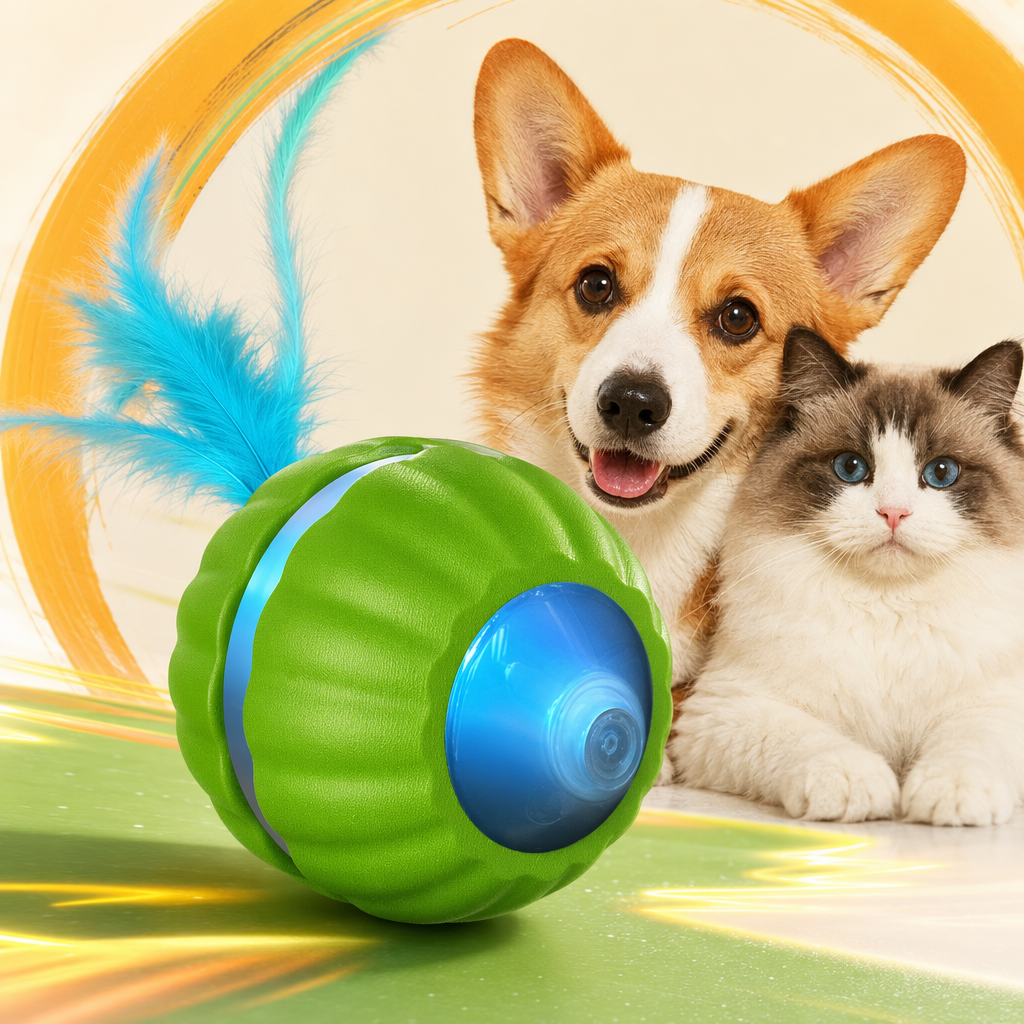 Colorful light cat play ball pet toy with feathers for cats Specification image