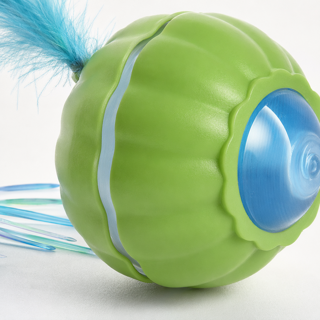 Colorful light cat play ball pet toy with feathers for cats Application Scenario