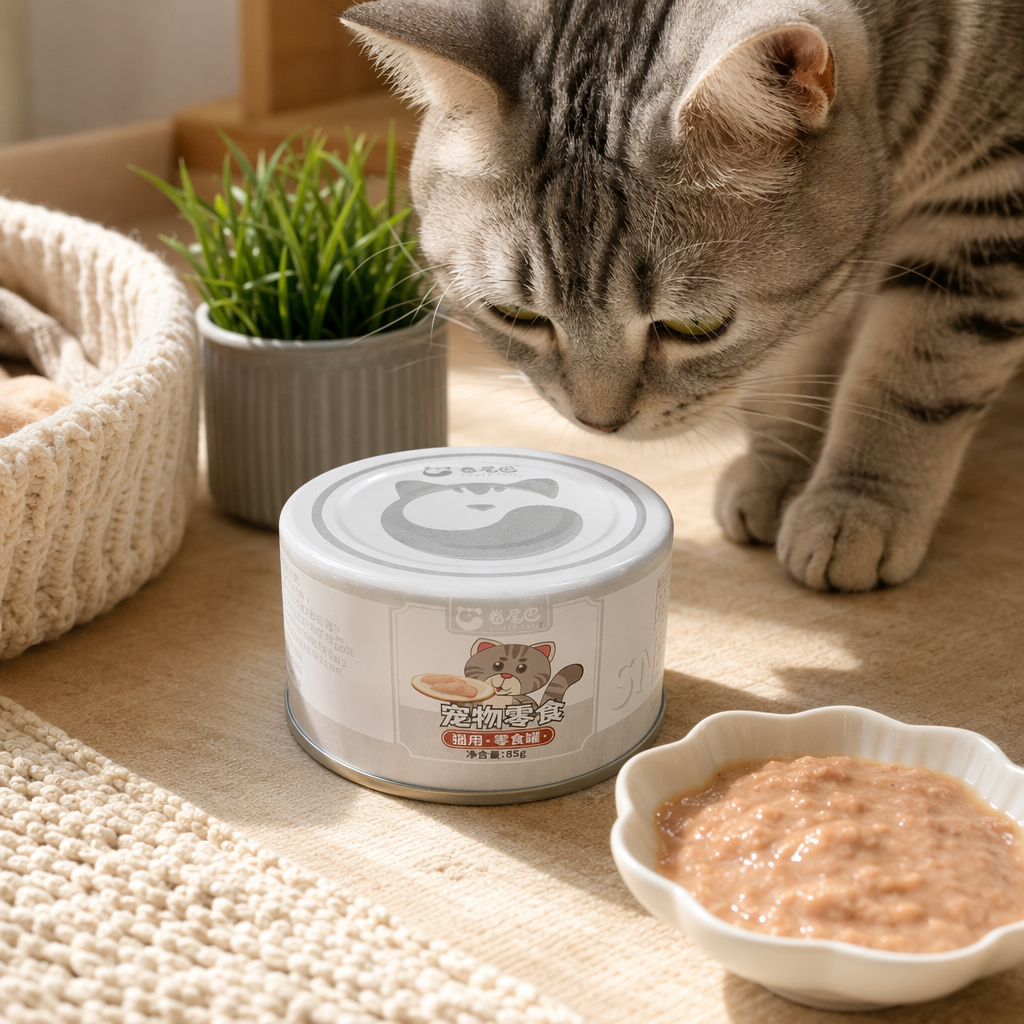 White cat can grain-free chicken formula, suitable for both kittens and adult cats, 85g single can pet food details Picture