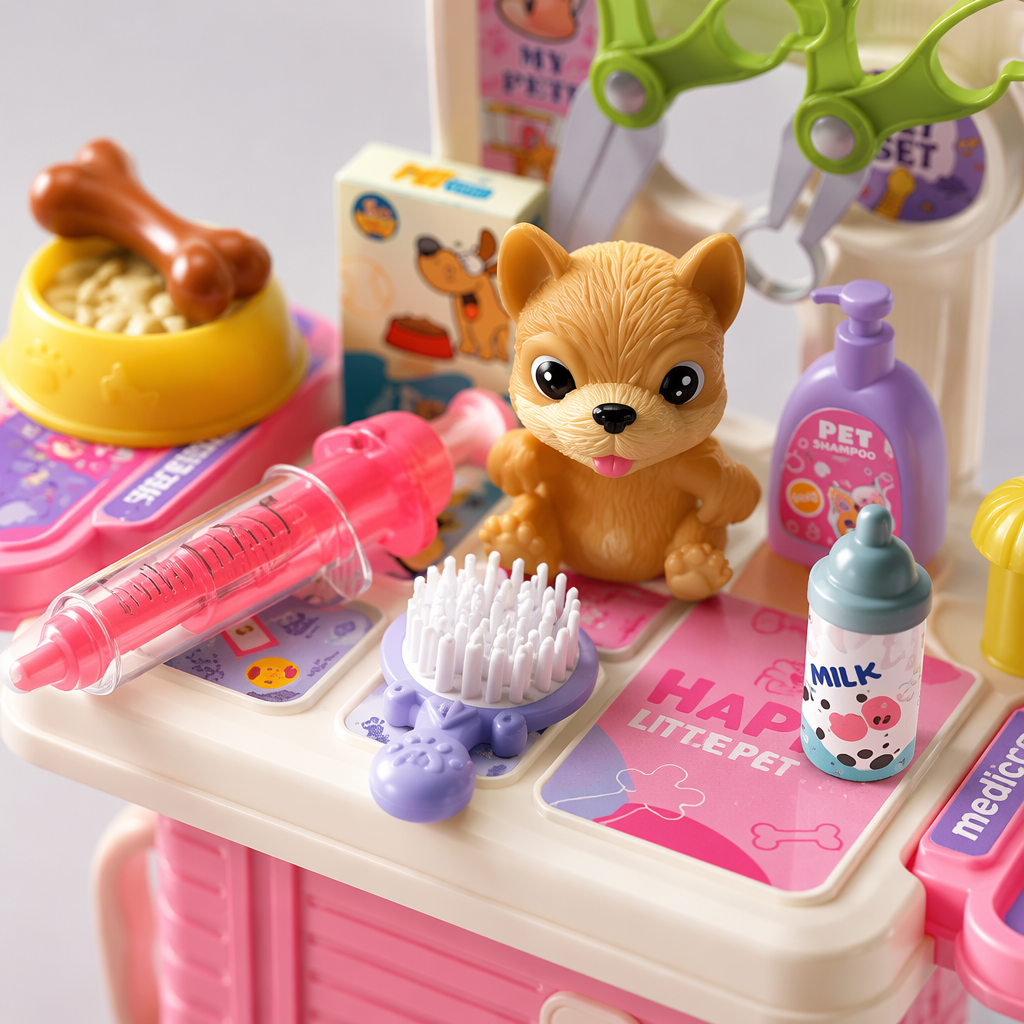 Pink portable suitcase toy set children's educational role-playing storage box Application Scenario