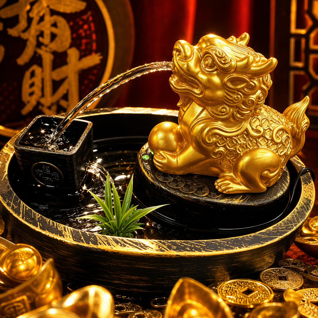 金色貔貅流水摆件循环水景玄关前台招财装饰开业送礼工艺品 Specification image
