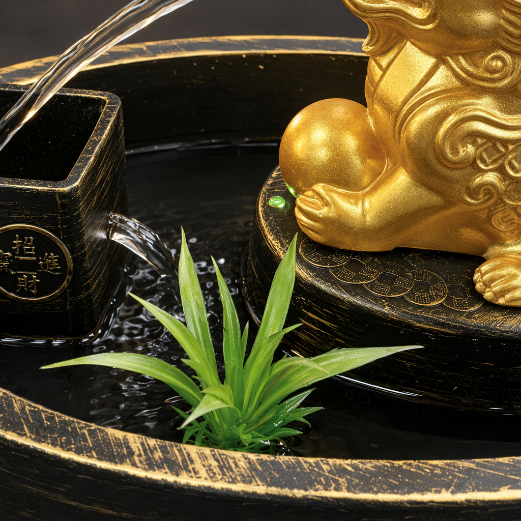 金色貔貅流水摆件循环水景玄关前台招财装饰开业送礼工艺品 Application Scenario