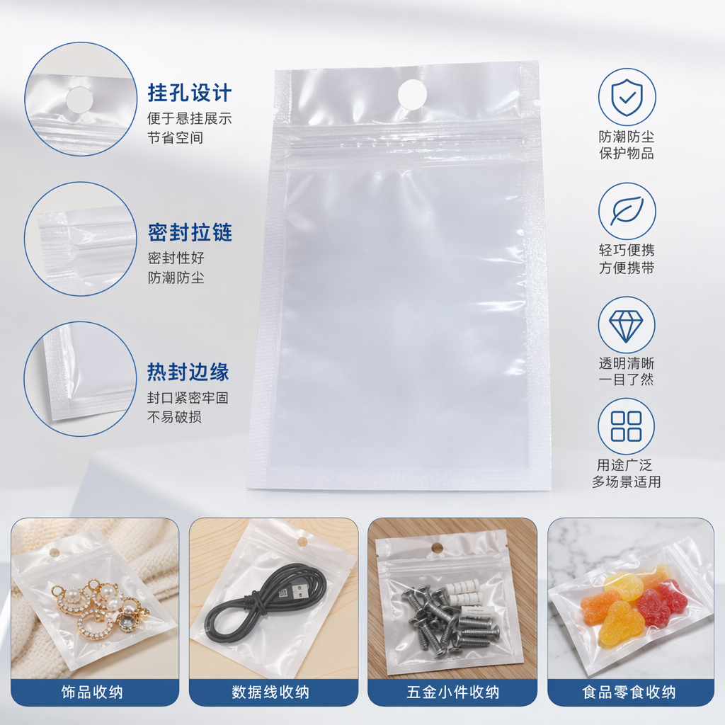 白色密封袋 加厚防潮保鲜食品级家用收纳袋