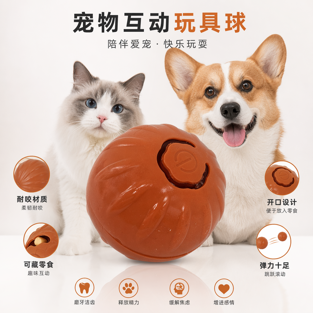 Orange pumpkin-shaped jumping ball pet toys, cat and dog toys