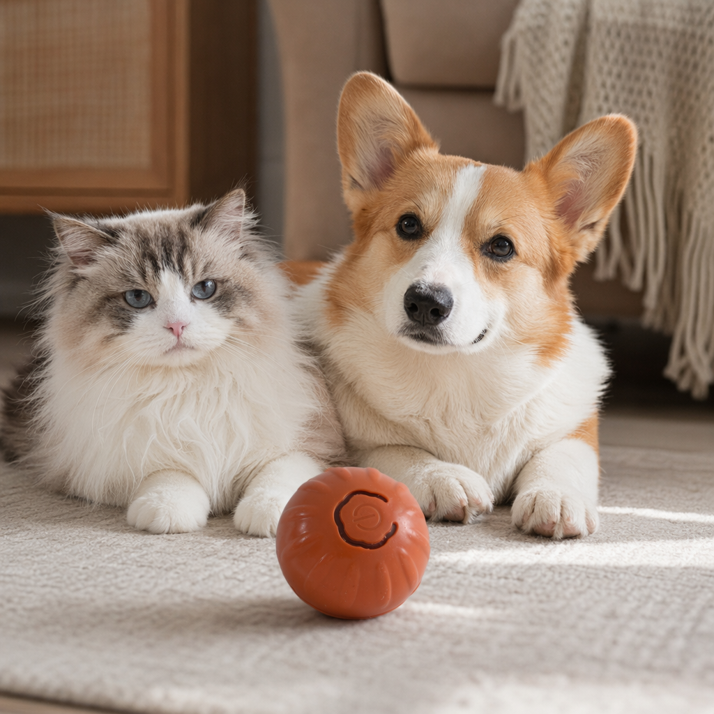 Orange pumpkin-shaped jumping ball pet toys, cat and dog toys details Picture