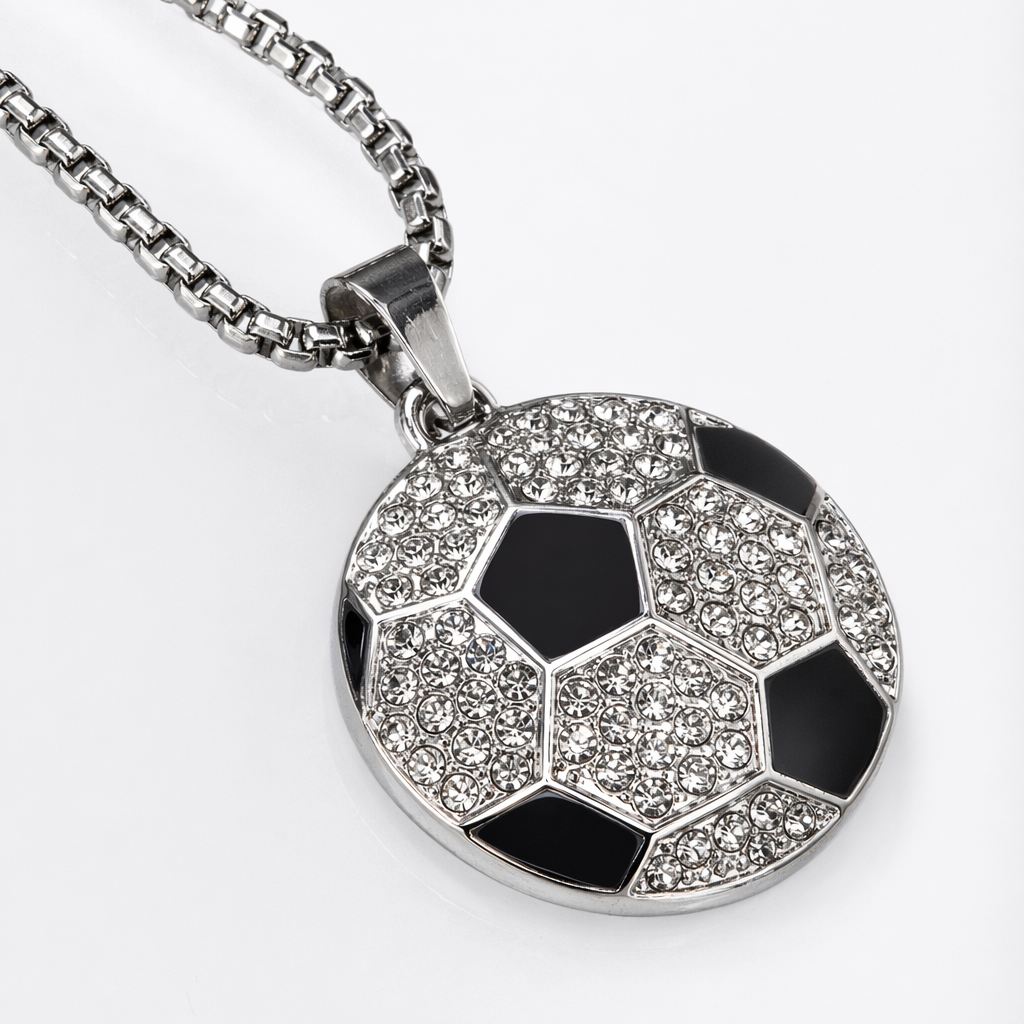 Silver football-shaped necklace in a fashionable and sporty style, suitable for both men and women Application Scenario