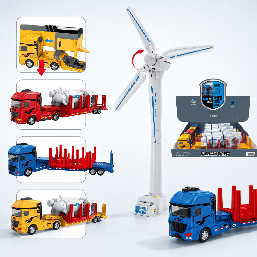 White wind power generation model toy, STEM education, puzzle assembly, children's science experiment