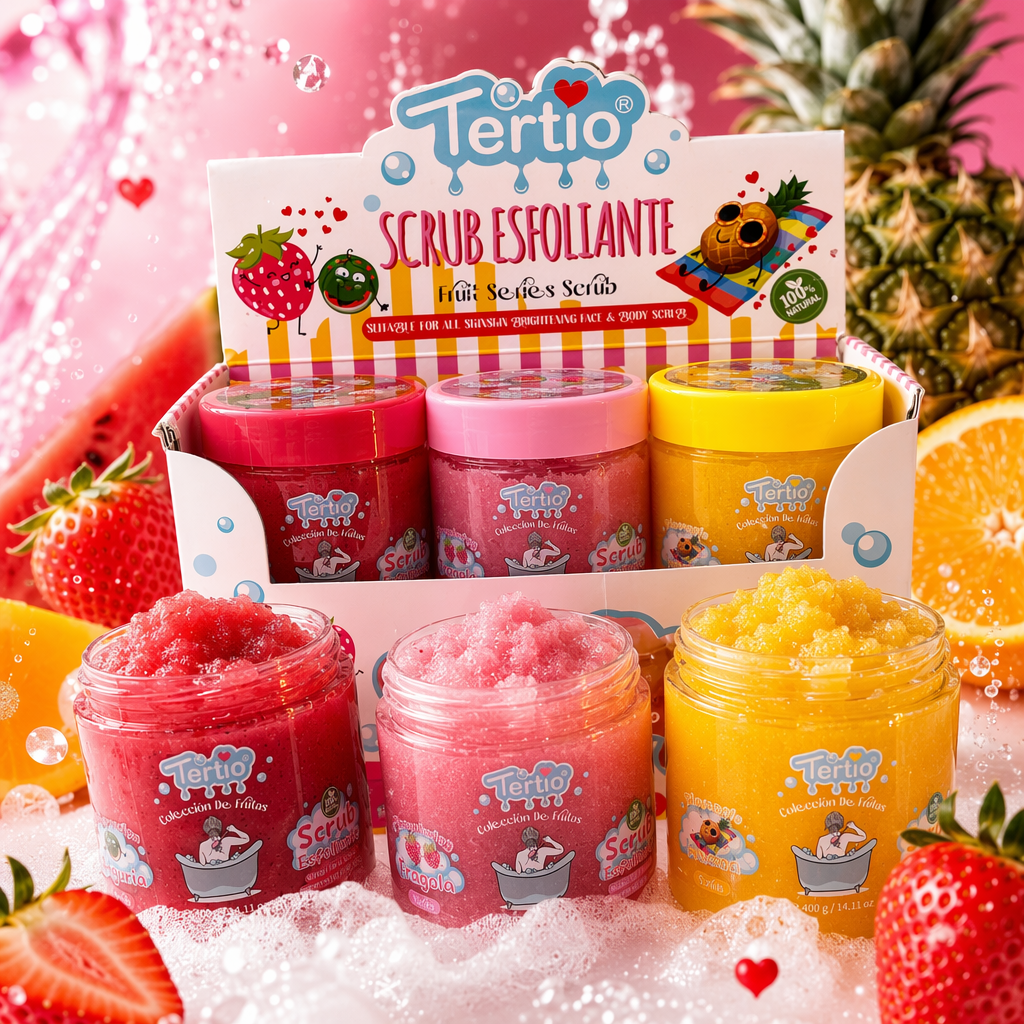 Colorful Fruit Scrub Gift box Exfoliating Moisturizing Body Lotion set Specification image