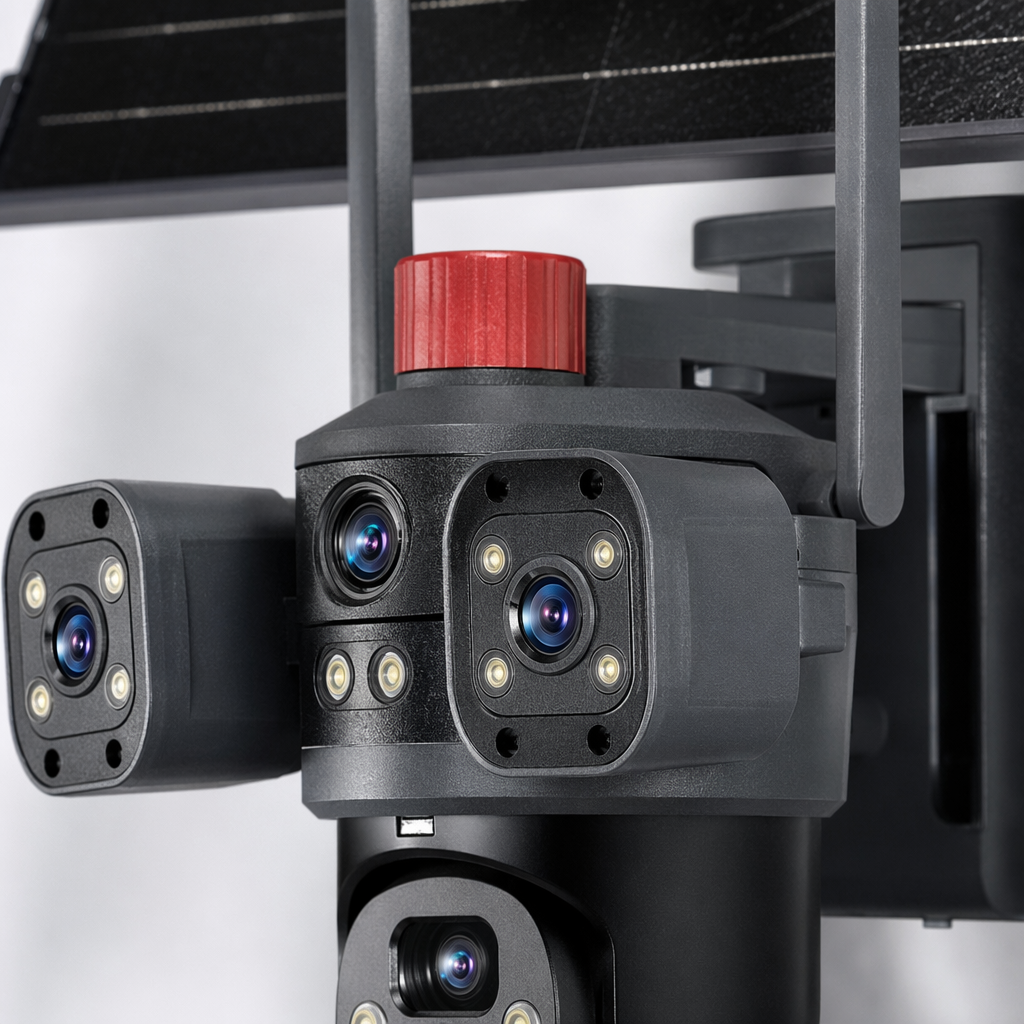 Black solar-powered surveillance camera, outdoor waterproof, wireless, high-definition night vision with storage Application Scenario