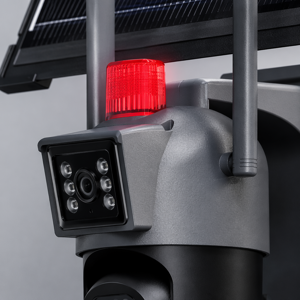 The black solar-powered surveillance camera is waterproof outdoors, wireless, high-definition, night vision and has a long battery life Application Scenario