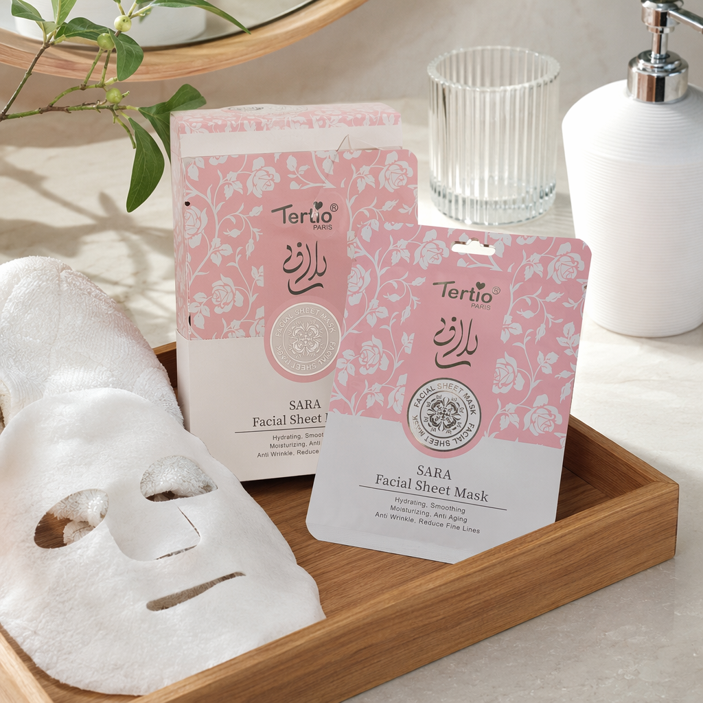 Tertio PARIS SARА pink rose pattern packaged facial mask details Picture