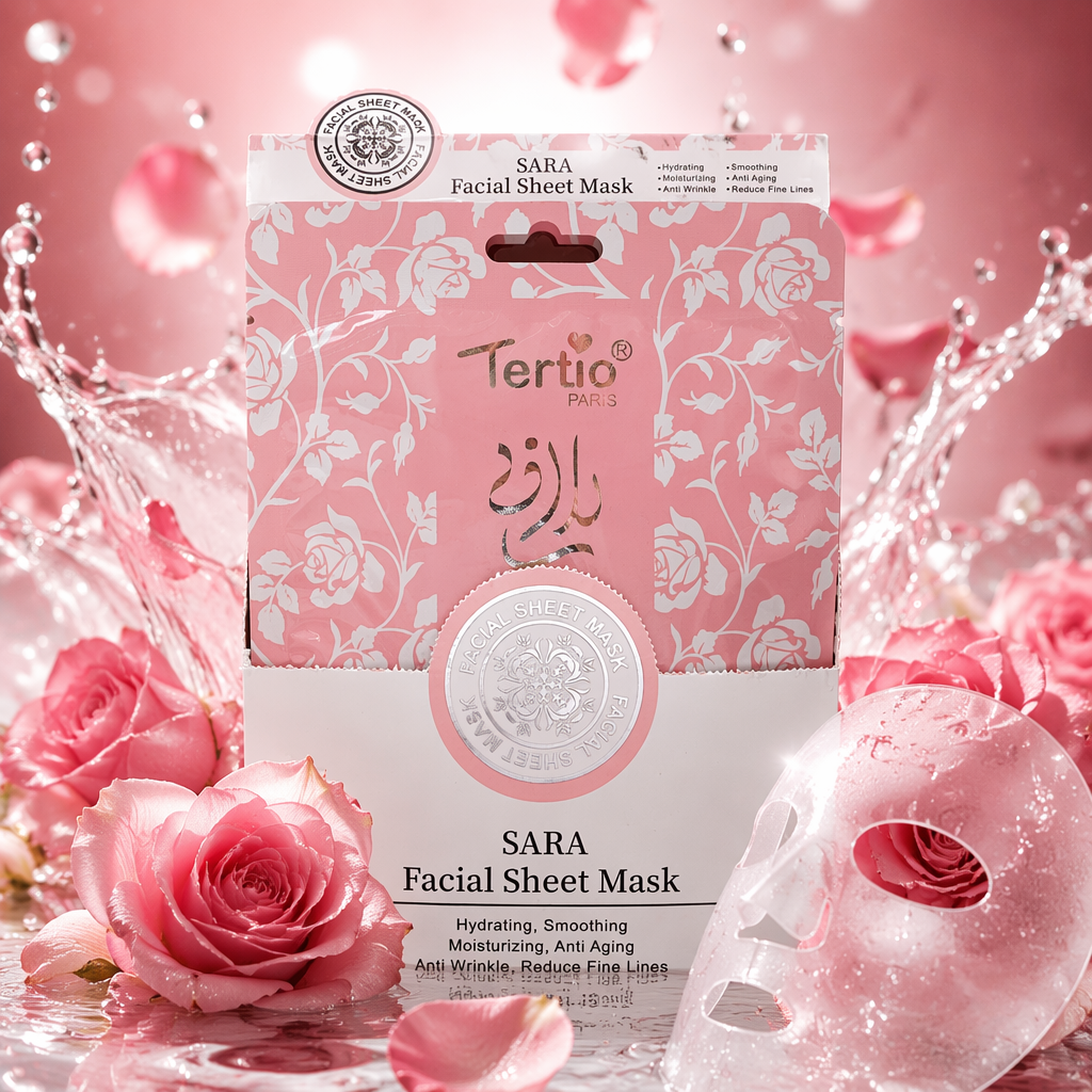 Tertio PARIS SARА pink rose pattern packaged facial mask Specification image