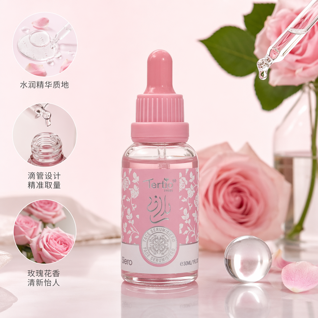 Tertio Siero pink rose-patterned facial essence 12-bottle small box with dropper bottle