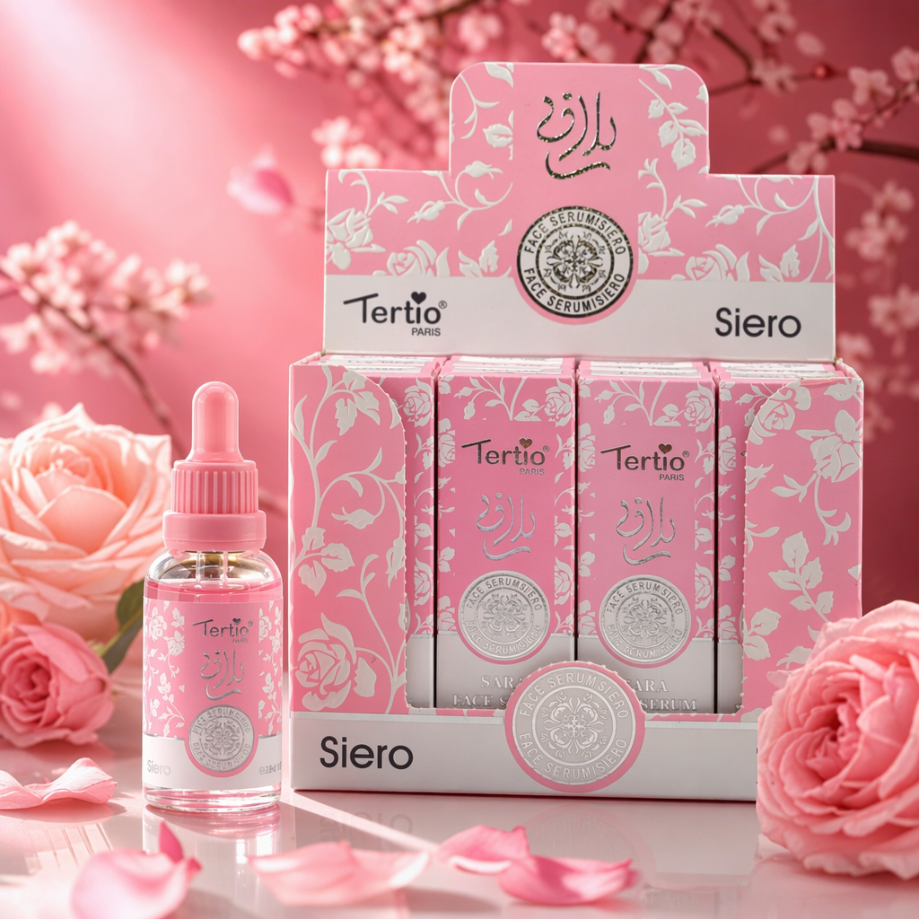 Tertio Siero pink rose-patterned facial essence 12-bottle small box with dropper bottle Specification image