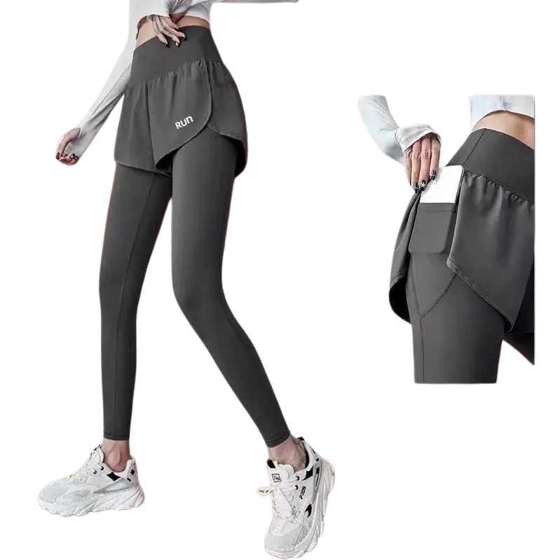 A casual, loose and slimming two-piece grey sportswear skirt set for women Item Picture