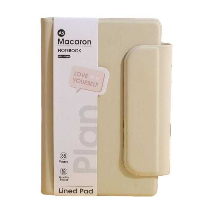 Beige minimalist style notebook A5-sized with horizontal lines on the inner pages and a leather cover, a business notepad Item Picture