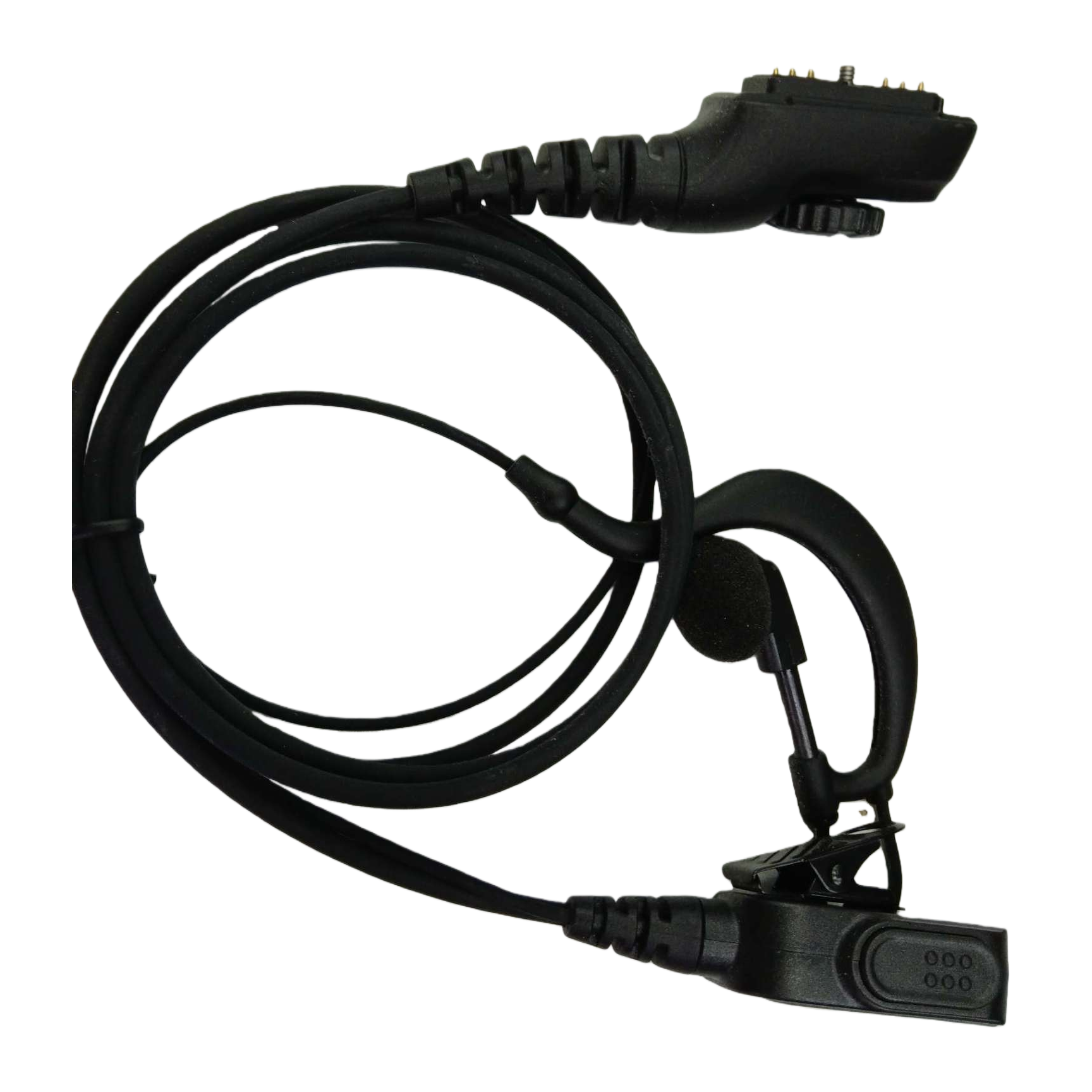 Multi-pin side-insertion digital dedicated walkie-talkie, K-head ear-hook walkie-talkie headphones, black ear-hook microphone cable, noise reduction, high-definition communication, compatible with multiple devices Item Picture