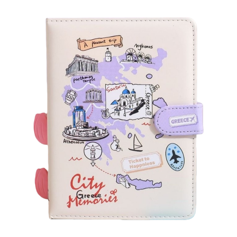 A simple and artistic A5 size Greek-themed travel planner in off-white Item Picture