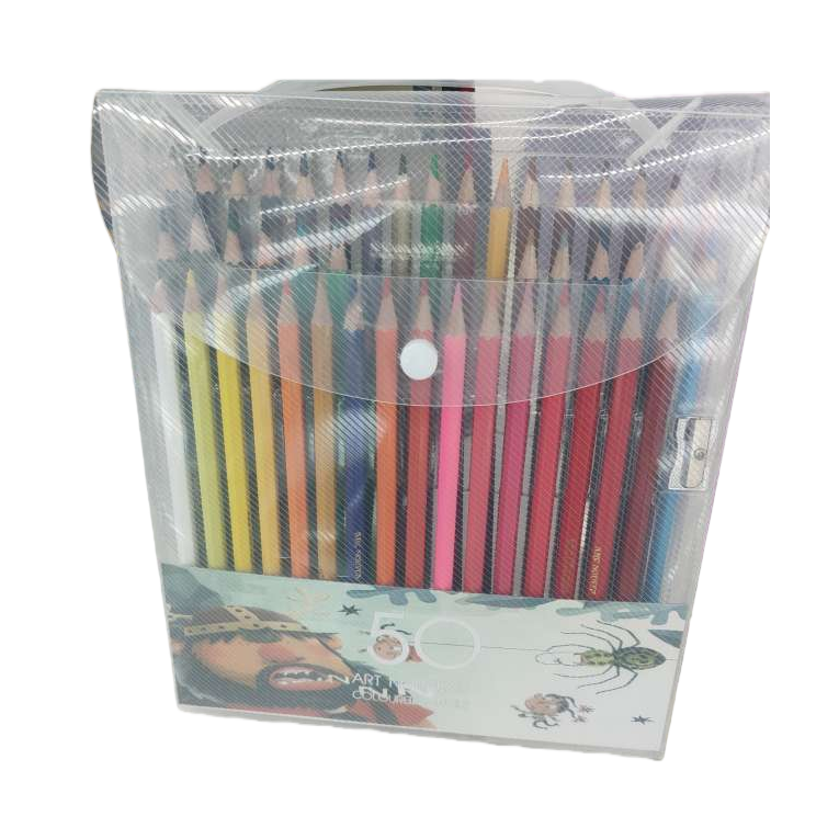 A 24-color children's drawing stationery set in a transparent plastic box with colored pencils Item Picture