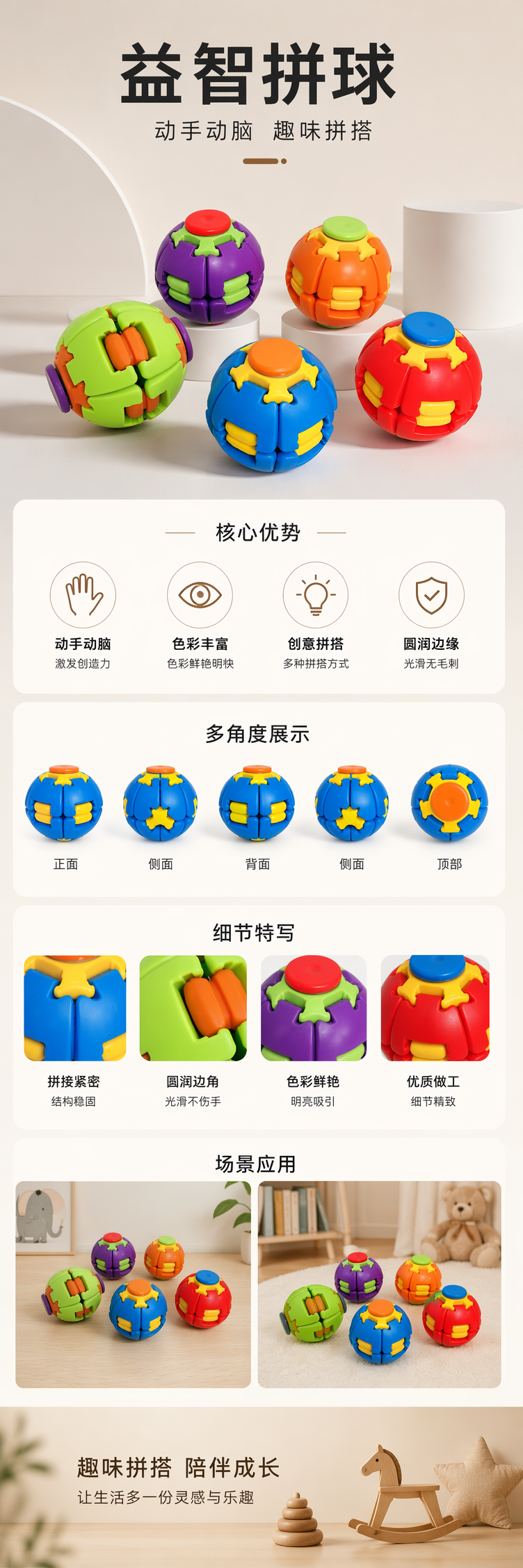 彩色拼接球体益智玩具 儿童早教动手能力训练 pic 1
