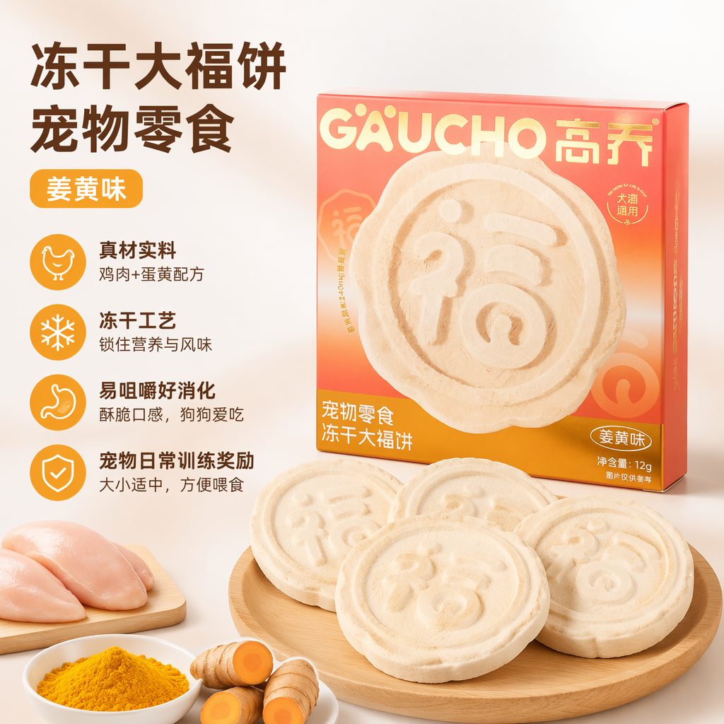 红色包装盒宠物零食冻干大福饼猫咪狗狗通用高蛋白营养