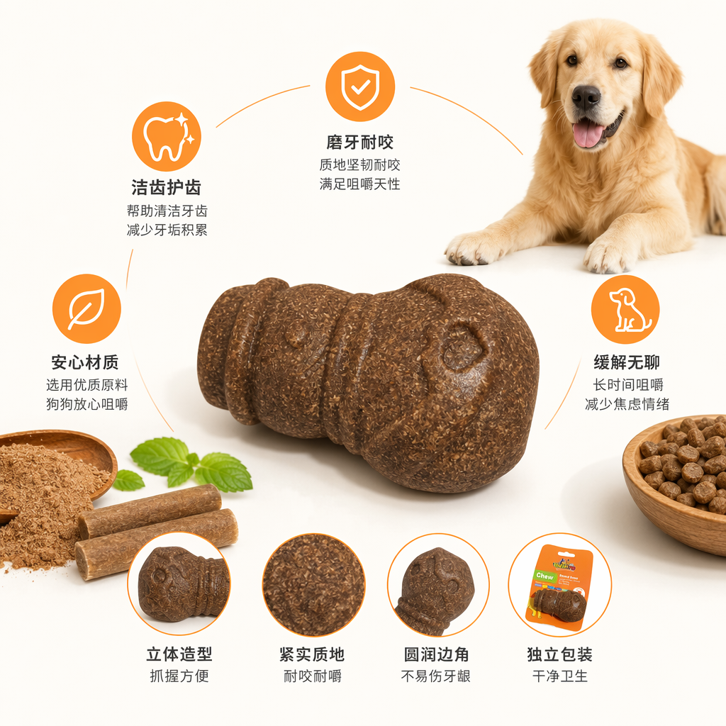 雪人诱食骨头形状宠物玩具添加大米材质放心啃咬
