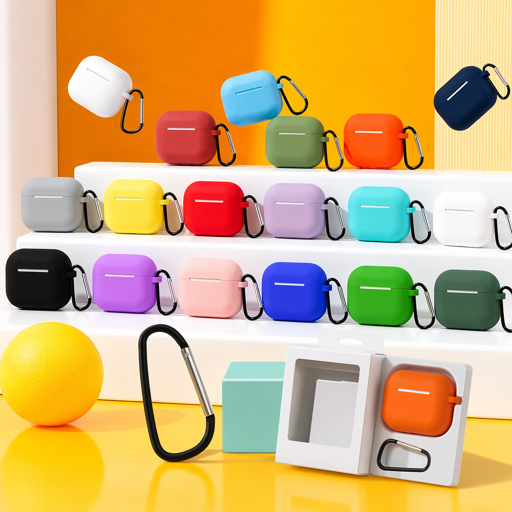 أما ربط أحزمة الأغلفة باللون AirPODS Pro3 فهو قابل للشحن اللاسلكي من أبل Specification image